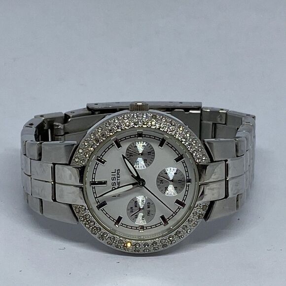 Fossil Glitz BQ9291 Womens Silver Stainless Steel Analog Dial Quartz Watch QB539 - Picture 7 of 12